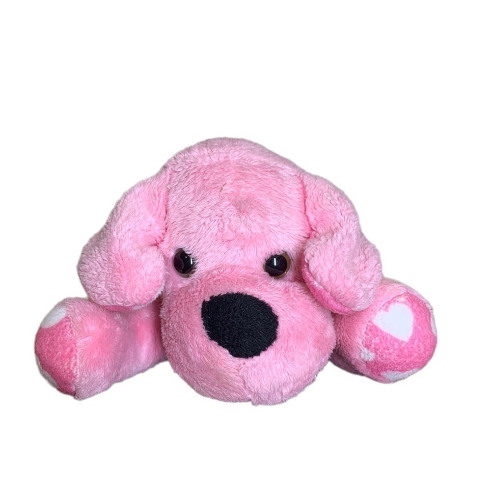 Animal adventure pink puppy dog white hearts feet plush stuffed 9 inch toy 2017